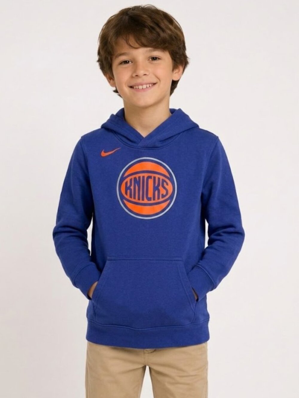 Nike New York Knicks Club Ball Logo Hoodie Blue Youth M 10/12